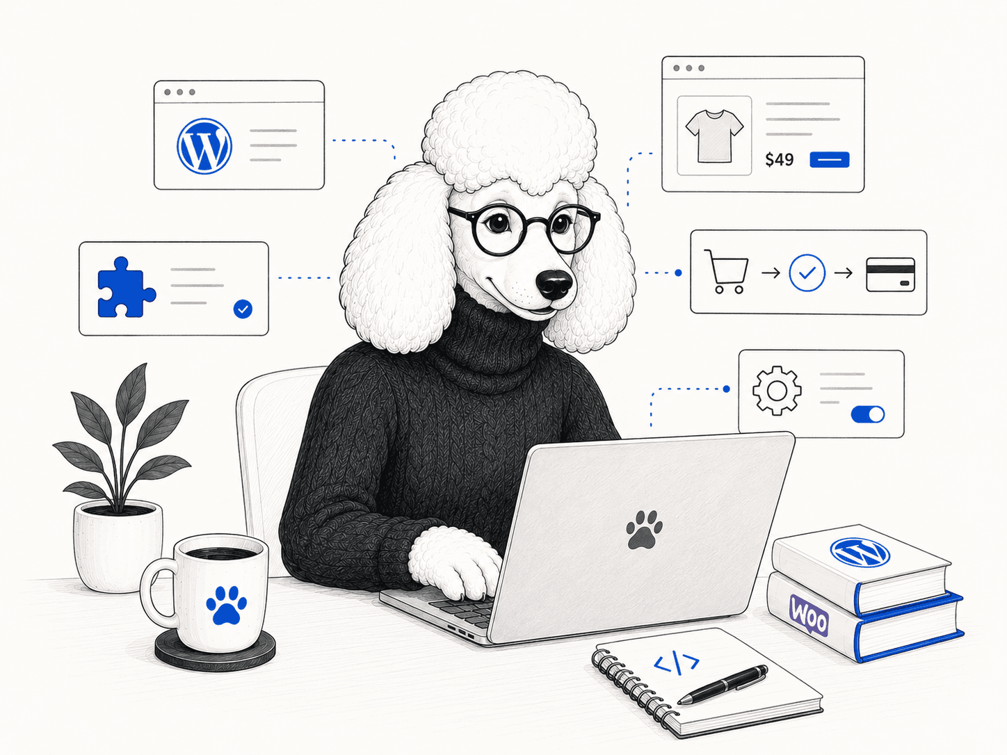 Poodle developer working on WordPress and WooCommerce development